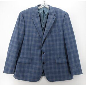 Lauren Ralph Lauren Label Sport Coat 46 Blue Blazer Wool Blend Plaid